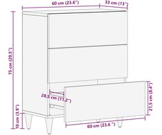 Kabalas Ruda 60 x 33 x 75 cm Kietas mango medis
