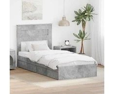 Saugos lova Betono pilka 75 x 190 cm Apdirbta mediena