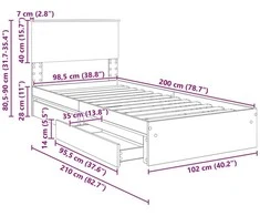 Saugos lova Betono pilka 90 x 200 cm Apdirbta mediena
