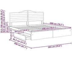 Saugos lova Pilkas Sonoma 200 x 200 cm Apdirbta mediena
