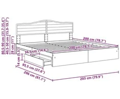 Saugos lova Pilkas Sonoma 200 x 200 cm Apdirbta mediena