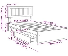 Saugos lova Rūkyta ąžuolas 100 x 200 cm Apdirbta mediena