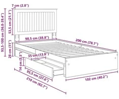 Saugos lova Rūkyta ąžuolas 100 x 200 cm Apdirbta mediena