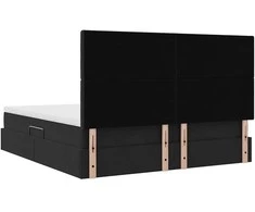 Saugos lova su čiužiniu su saugykla Juoda 200 x 200 cm Aksomas