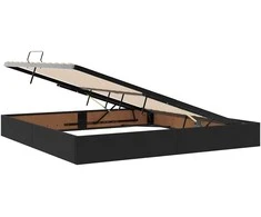 Saugos lova su čiužiniu su saugykla Juoda 200 x 200 cm Aksomas