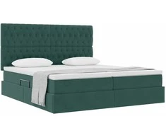 Saugos lova su čiužiniu Tamsiai žalia 200 x 200 cm Aksomas