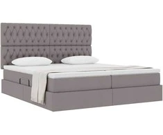 Saugos lova su čiužiniu Taupe 200 x 200 cm Dirbtinė oda