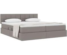 Saugos lova su čiužiniu Taupe 200 x 200 cm Dirbtinė oda