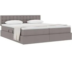 Saugos lova su čiužiniu Taupe 200 x 200 cm Dirbtinė oda