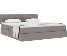 Saugos lova su čiužiniu Taupe 200 x 200 cm Dirbtinė oda