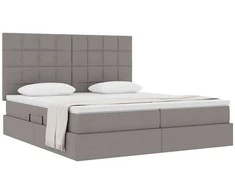 Saugos lova su čiužiniu Taupe 200 x 200 cm Dirbtinė oda