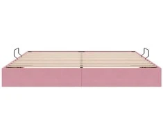 Otomano lovos rėmas su saugykla Rožinė 200 x 200 cm Aksomas