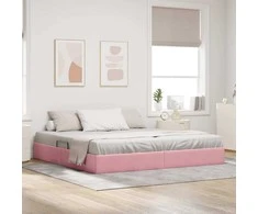Lova Otomano lovos rėmas su saugykla Rožinė 200 x 200 cm Aksomas