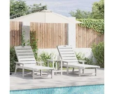 Saulės gultas 2 pcs Balta 195,5 x 53 x 98,5 cm Polietilenas