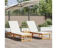 Saulės gultas 2 pcs Ruda 202 x 53 x 89 cm