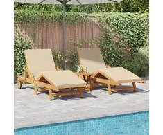 Saulės gultas 3 pcs Smėlio 200 x 67 x 84 cm