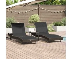 Saulės gultas 3 pcs Ruda 197 x 70 x 82 cm poliratanas