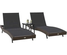 Saulės gultas 3 pcs Ruda 197 x 70 x 82 cm poliratanas
