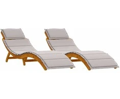 Saulės gultas su pagalve 2 pcs Taupe Kietos akacijos mediena