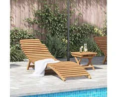 Saulės gultas 2 pcs Ruda 198 x 55 x 58,5 cm Kieto teka medžio