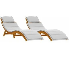 Saulės gultas 2 pcs Šviesiai pilka Kietos akacijos mediena