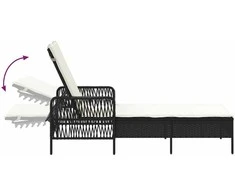 Saulės gultas Juoda ir kreminė balta 55 x 200 x 92 cm