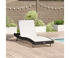 Saulės gultas Juoda ir Balta 197 x 70 x 82 cm poliratanas