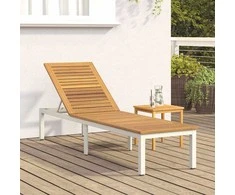 Saulės gultas Pilka 200 x 55 x 35 cm Kietos akacijos mediena