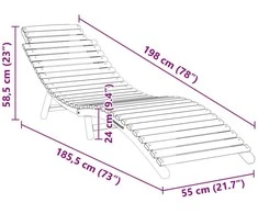 Saulės gultas Ruda 198 x 55 x 58,5 cm Kieto teka medžio