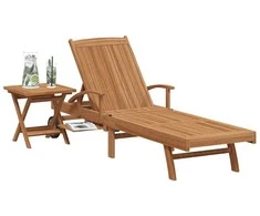Saulės gultas su pagalve 1-asmuo 2 pcs Ruda Kieto teka medžio