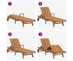 Saulės gultas 2 pcs Kieto teka medžio Ruda
