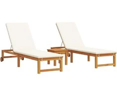 Saulės gultas 3 pcs Ruda Kietos akacijos mediena