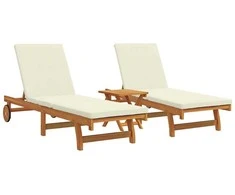 Saulės gultas 2-asmuo 3 pcs Ruda Kietos akacijos mediena
