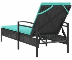 | Saulės gultas | su pagalve Juoda 63 x 200 x 81 cm poliratanas
