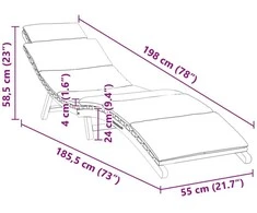 Sodo gultas Ruda 198 x 55 x 58,5 cm Kieto teka medžio