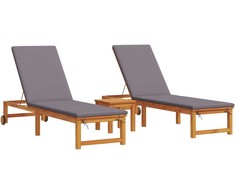Saulės gultas 3 pcs Ruda Kietos akacijos mediena