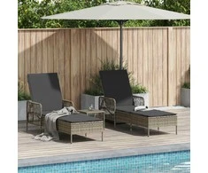 Saulės gultas 3 pcs Pilka ir tamsiai pilka 55 x 200 x 92 cm