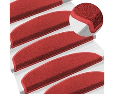 Savaime prilipantys laiptų kilimėliai Pusapvalis 15 pcs Raudona