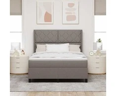 Kiemas lova su čiužiniu Taupe 200 x 160 cm audinys