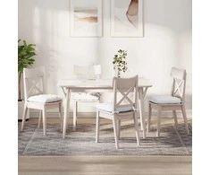 Sėdynių pagalvėlės 4 pcs Balta 40 x 40 x 6 cm audinys