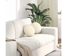 Sėdynių pagalvėlės 2 pcs Kreminė Ø30 x 13 cm Kordūrinis audinys