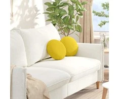 Sėdynių pagalvėlės 2 pcs Šviesi geltona Ø30 x 13 cm audinys