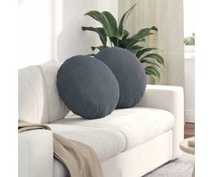 Sėdynių pagalvėlės 2 pcs Tamsiai pilka Ø50 x 19 cm Aksomas