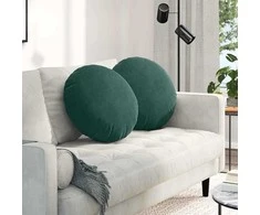 Sėdynių pagalvėlės 2 pcs Tamsiai žalia Ø50 x 19 cm Aksomas