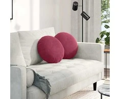 Sėdynių pagalvėlės 2 pcs Vyno raudona Ø 40 x 13 cm Aksomas