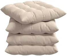 Sėdynių pagalvėlės 4 pcs Smėlio 40 x 40 x 6 cm Mikropluoštas