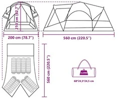 Šeimos palapinė, mėlyna, aštuonvietė, tunelinė