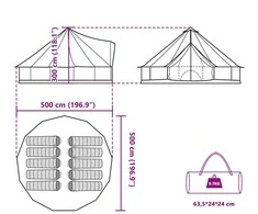Šeimos palapinė, pilka ir oranžinė, 10 vietų, tipi