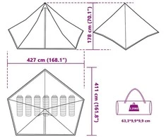 Šeimos palapinė, pilka ir oranžinė, septynvietė, tipi