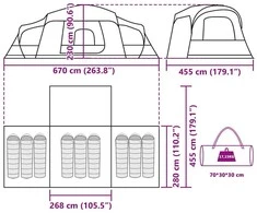 Šeimos palapinė su verandos, mėlynos spalvos, 9 vietų, kupolinė